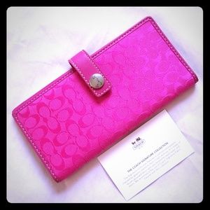 Coach Hot Pink Slim Wallet/Checkbook Holder